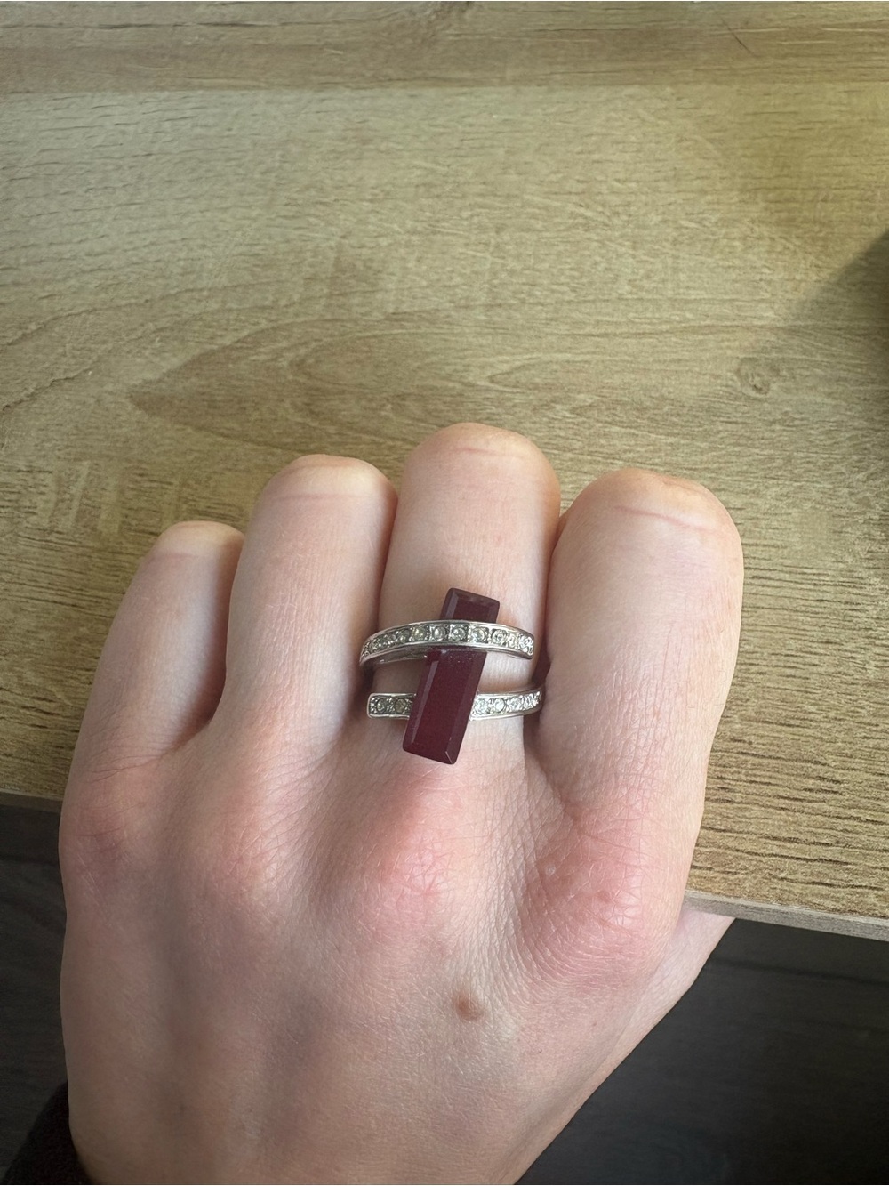 Red Crystal & Rhinestone Statement Ring - Picture 5 of 5